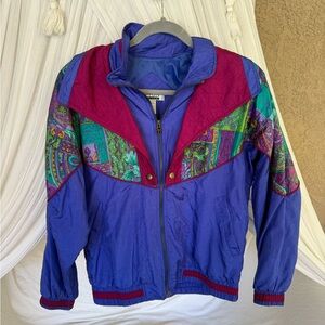 Lavon Blue and Purple Retro Windbreaker Jacket